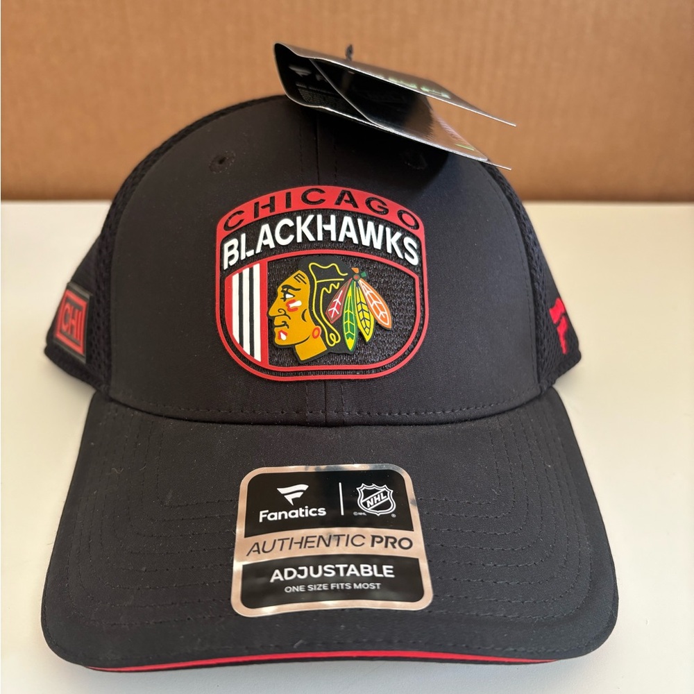 Chicago Blackhawks Fanatics 2024 NHL Draft Authentic Pro Flex Hat  Black Red